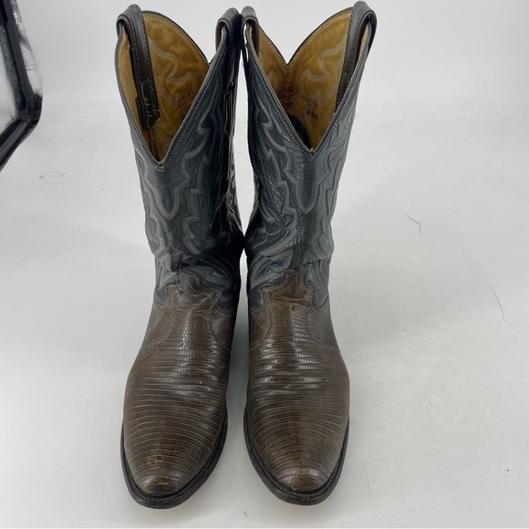 Vintage Justin Style# 8327 Leather Lizard Skin Brown  Western Cowboy Boots 9.5 D - Picture 4 of 13
